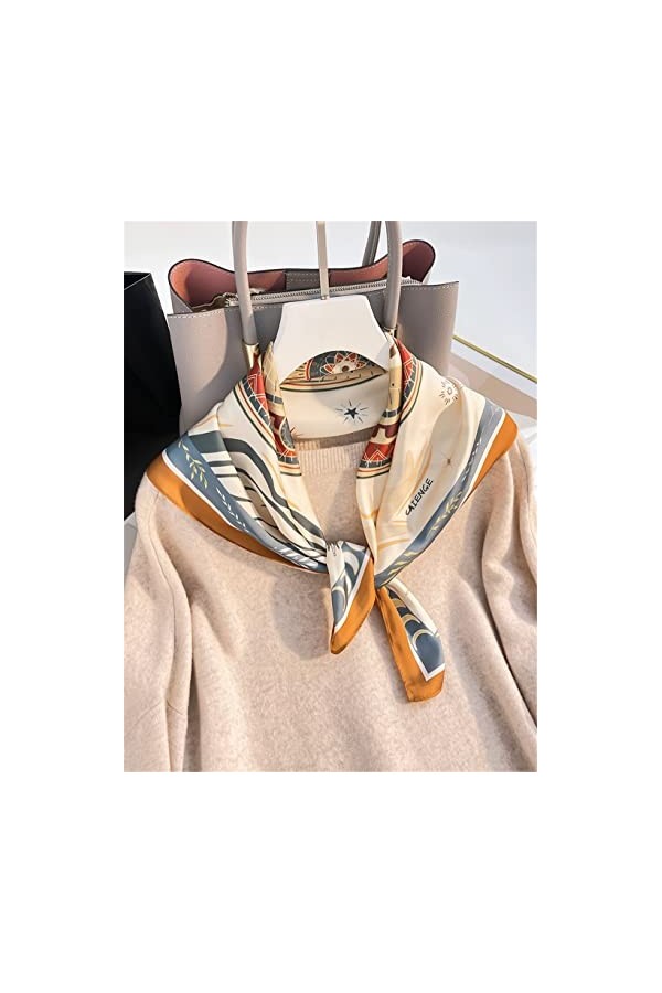 DAONPHARI Écharpe en Soie Printemps et Automne Petite écharpe carrée pour Femmes Bande de Cheveux décorative Tout Assortie Pe