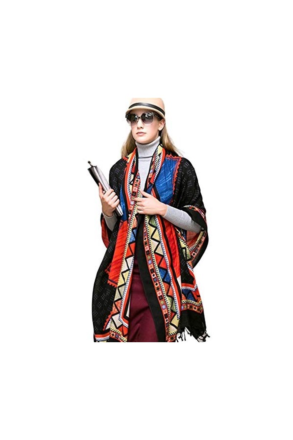 Echarpes Foulards Châle Enveloppé Longue À Franges Chaude Automne Et Hiver pour Femme Châle 100% Cachemire Manteau Épaissi Ca