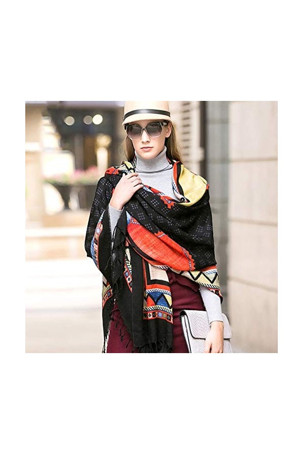 Echarpes Foulards Châle Enveloppé Longue À Franges Chaude Automne Et Hiver pour Femme Châle 100% Cachemire Manteau Épaissi Ca