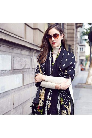 Echarpes Foulards Chaude pour Dames Longue dhiver Châle À Pompon Enveloppé 100% Cachemire Convient Aux Cadeaux De Noël Ou du