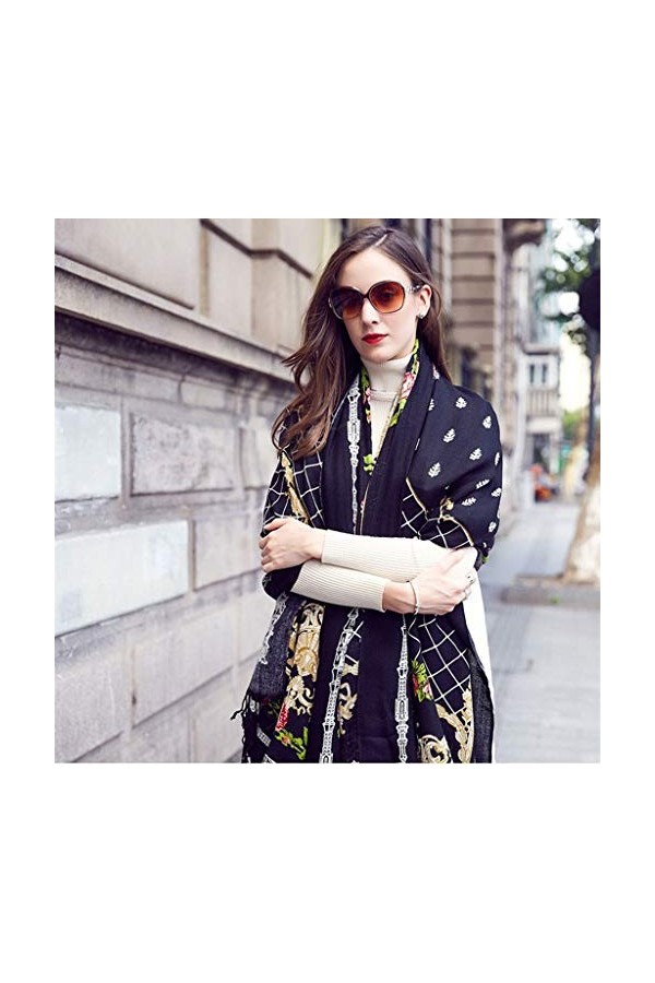 Echarpes Foulards Chaude pour Dames Longue dhiver Châle À Pompon Enveloppé 100% Cachemire Convient Aux Cadeaux De Noël Ou du