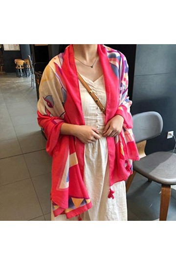 Écharpe en Soie Fine Femme Automne Sauvage Écharpe Voyage Crème Solaire Châle Écharpe Longue à Double Usage Rose 180 * 90cm 