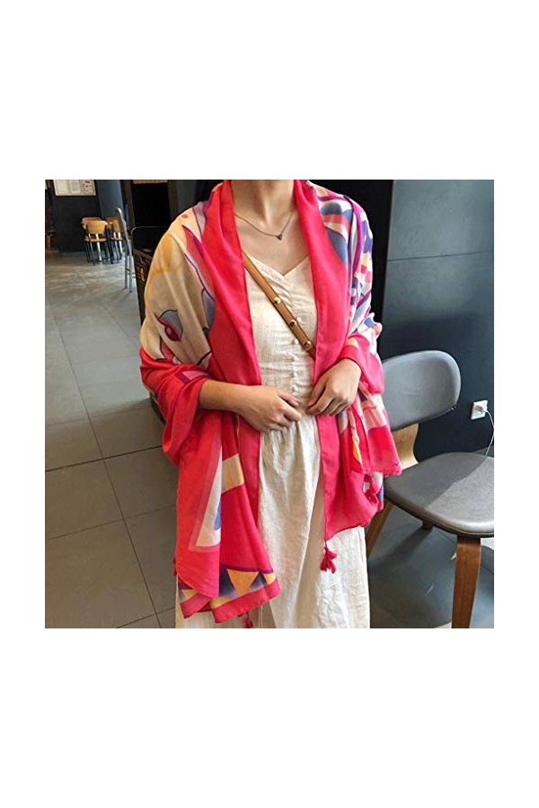 Écharpe en Soie Fine Femme Automne Sauvage Écharpe Voyage Crème Solaire Châle Écharpe Longue à Double Usage Rose 180 * 90cm 