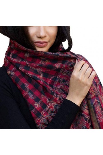 Shirin Sehan Écharpe en laine tissée pour femme Isaline Noir/rouge/multicolore