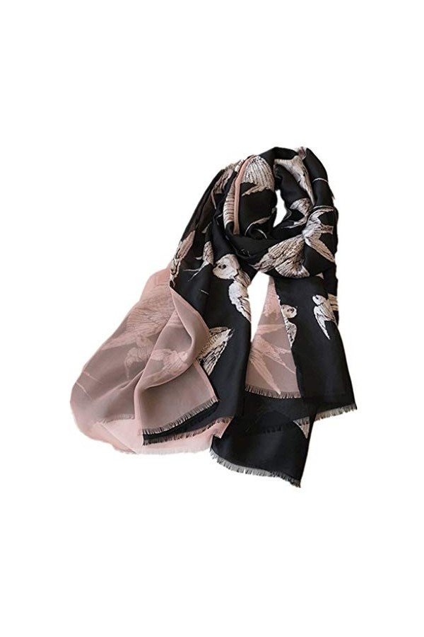 Écharpe en soie haut de gamme pour femmes Double écharpe Summer Sun Shawl Black 180 * 70cm Black 180 * 70cm 
