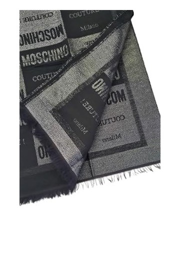 MOSCHINO Foulard Femme Fantaisie patch work Black/Silver, Noir , Taille unique
