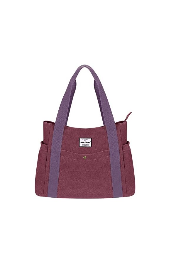 HAWEE Vintage Femme Sac Cabas Grand Sac Fourre-Tout en Toile Sac Bandoulière Décontracté Sac à Main pour Voyage Travail École