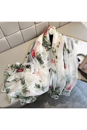 Écharpe pour Femme, écharpe pour Femme écharpe en Soie imprimée châle Turban pour Femme carré A, Taille Unique 