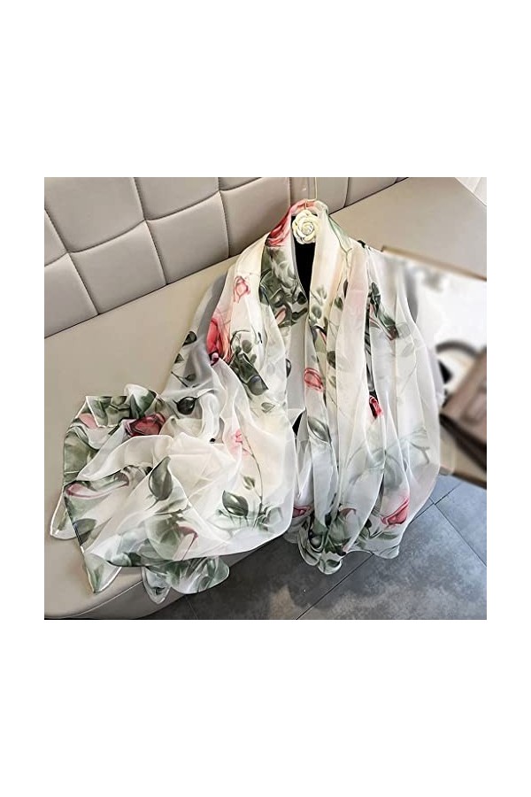 Écharpe pour Femme, écharpe pour Femme écharpe en Soie imprimée châle Turban pour Femme carré A, Taille Unique 