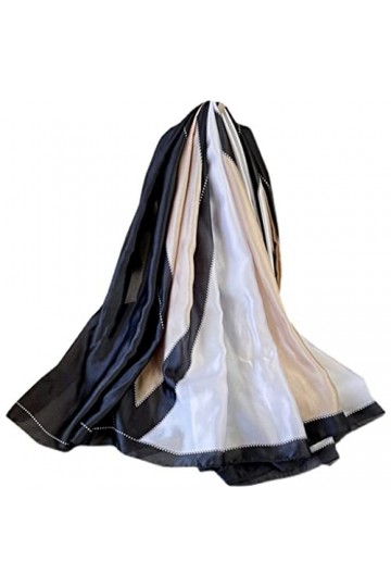 EXENXA Longue écharpe en Soie Imitation écharpe Fine en Gaze imprimée pour Femmes écharpe Polyvalente crème Solaire Longue éc