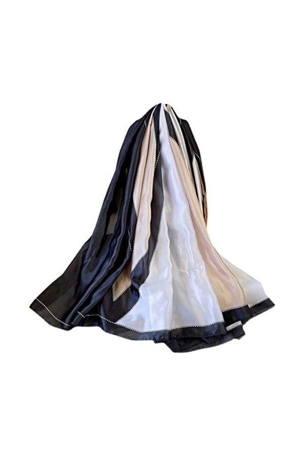 EXENXA Longue écharpe en Soie Imitation écharpe Fine en Gaze imprimée pour Femmes écharpe Polyvalente crème Solaire Longue éc