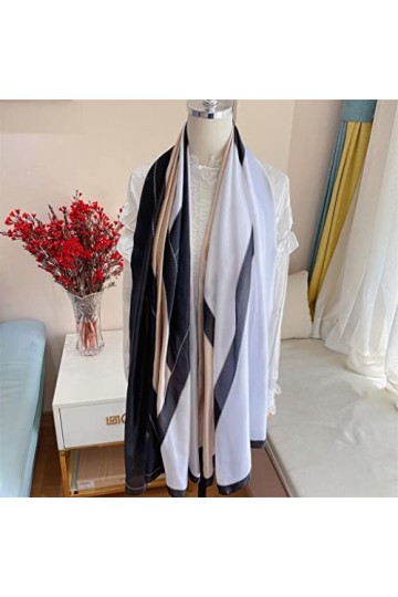 EXENXA Longue écharpe en Soie Imitation écharpe Fine en Gaze imprimée pour Femmes écharpe Polyvalente crème Solaire Longue éc