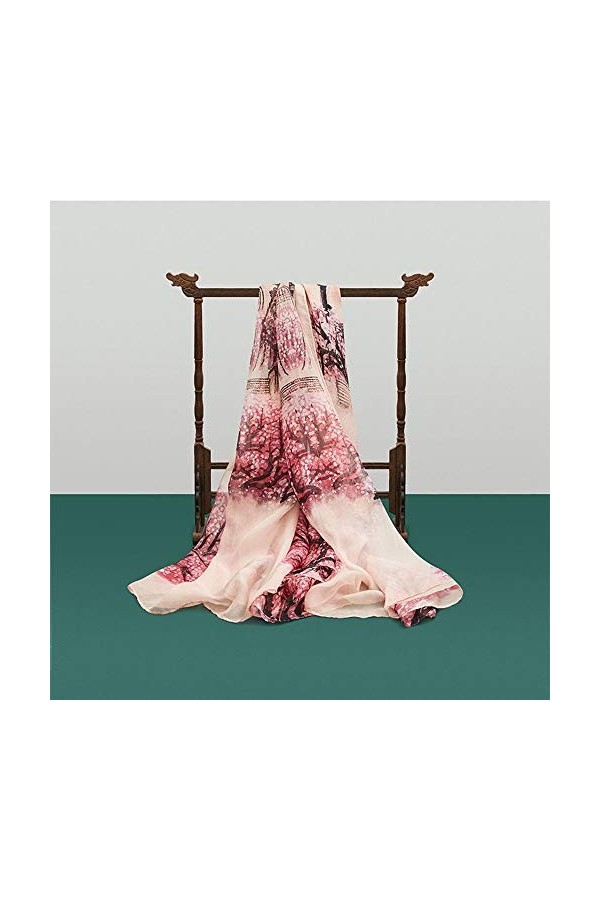 CHEWO Écharpe carrée à Grand col imprimé Floral Écharpe en Satin de Soie pour Femme Écharpe Douce pour Dames Douce et légère 