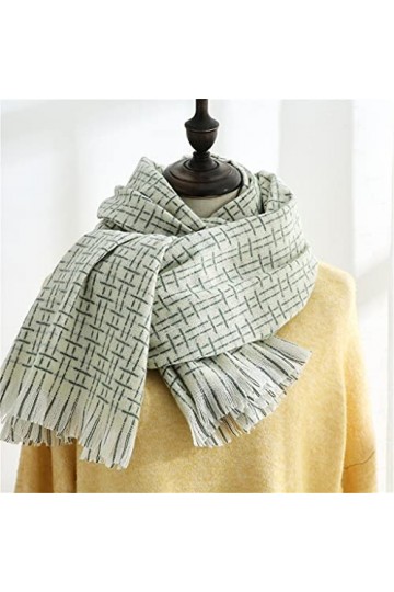 Samnuerly Écharpe à Rayures Douces écharpe Chaude dhiver châle Gland épaissir écharpe pour Femme Color : C, Size : One Size