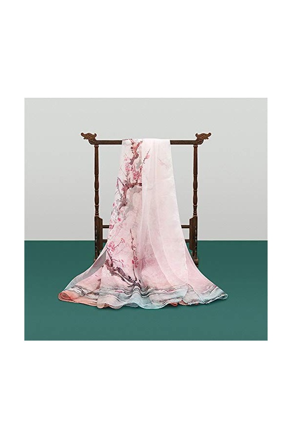 CHEWO Écharpe carrée à Grand col pour Femmes Écharpes à imprimé Floral Doux Écharpes en Satin pour léger et léger Couleur : 