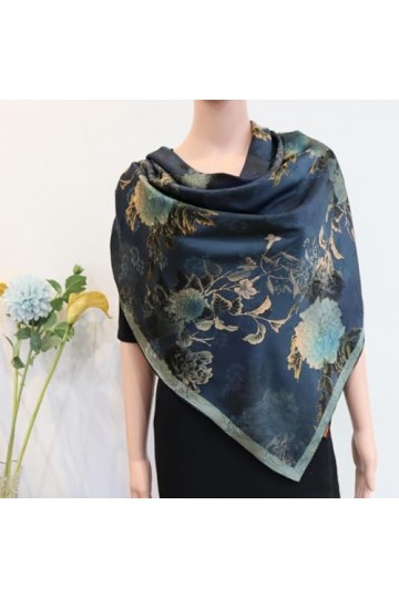 FOUNCY Foulards légers Écharpe hétérochromatique Double face de Style chinois, grande écharpe carrée en soie, châle, cadeau