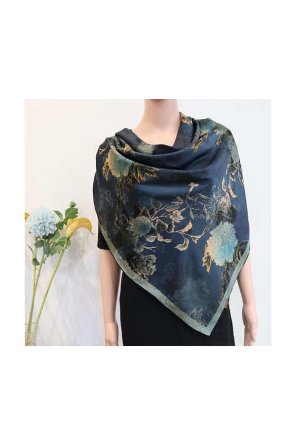 FOUNCY Foulards légers Écharpe hétérochromatique Double face de Style chinois, grande écharpe carrée en soie, châle, cadeau