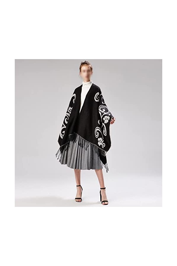 Femmes Hiver Écharpe Chaude Imitation Cachemire Châle Couverture Cape Châle Écharpes Cape All-Match Couleur : Noir， Taille :