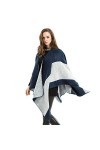 Écharpe Poncho Femme Bleu-Gris Grand Châle Double Usage Grand Épaissi Super Doux Hiver Chaud Dames Grande Écharpe Mode Hiver 