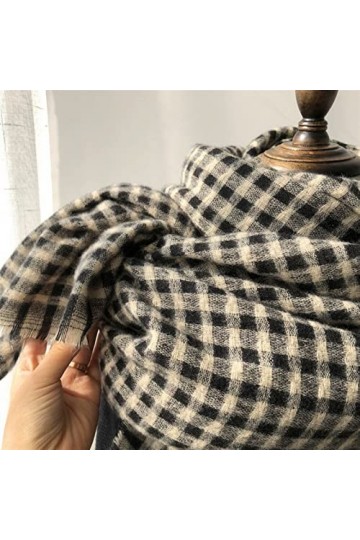 PEVSCO châle Écharpe en Cachemire de Luxe Haut de Gamme Classique Tricot à Carreaux Moelleux Long châle Automne et Hiver épai