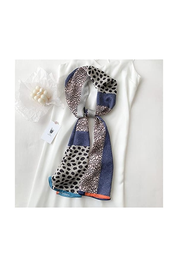 MMAXZ Écharpe carrée Cravate Cravate Impression Satin Soie Écharpe Écharpe Foulard pour femme Petite Écharpe de soie longue b