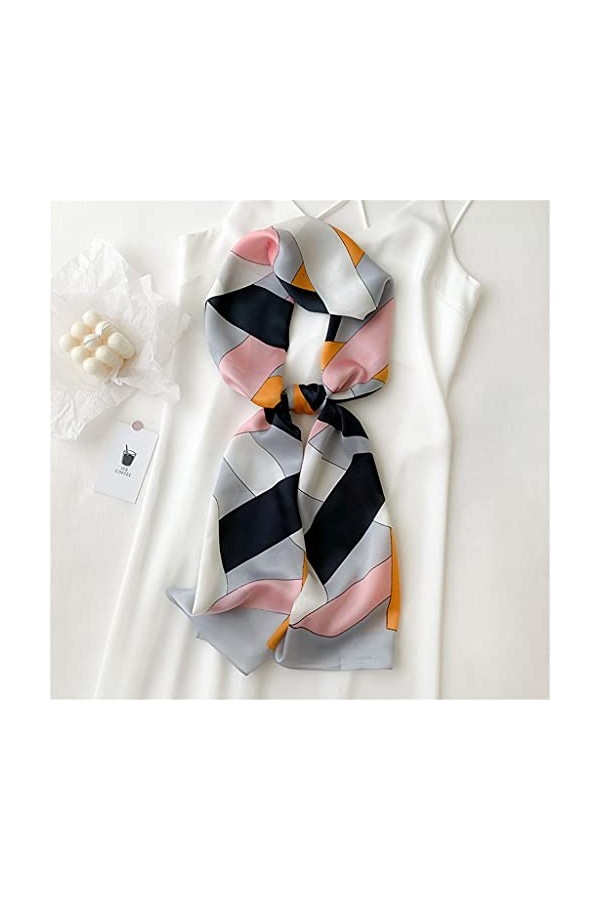 MMAXZ Écharpe carrée Cravate Cravate Impression Satin Soie Écharpe Écharpe Foulard pour femme Petite Écharpe de soie longue b
