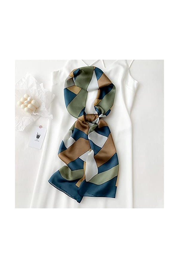MMAXZ Écharpe carrée Cravate Cravate Impression Satin Soie Écharpe Écharpe Foulard pour femme Petite Écharpe de soie longue b