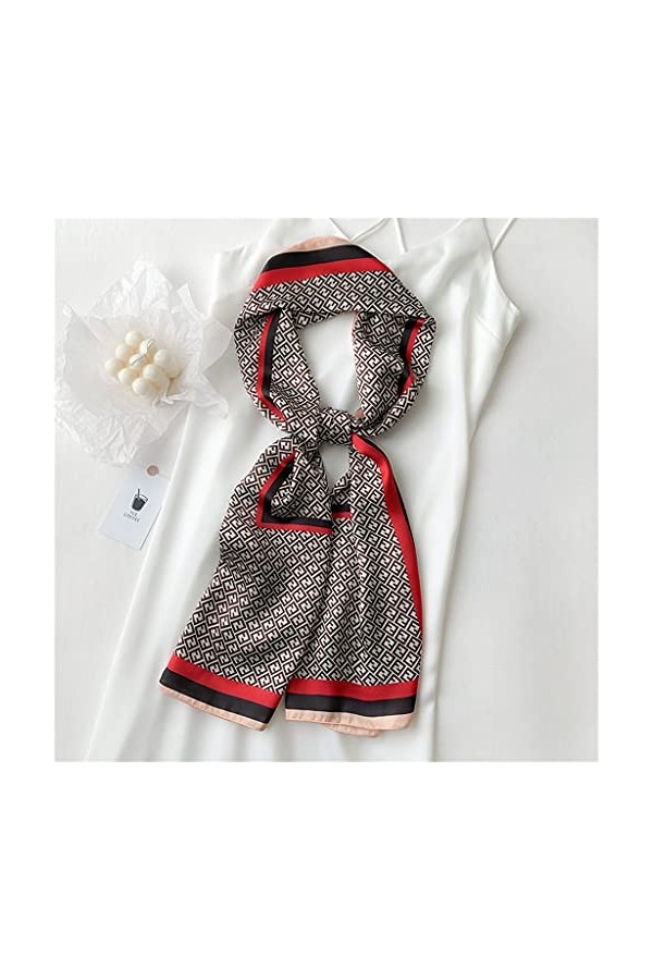 MMAXZ Écharpe carrée Cravate Cravate Impression Satin Soie Écharpe Écharpe Foulard pour femme Petite Écharpe de soie longue b