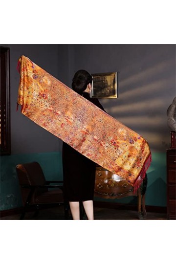 Kigauru Écharpe Quotidien Soie Longue Impression Chaud Extérieur Écharpe À Franges Longue Écharpe Châle Femmes Automne Et Hiv