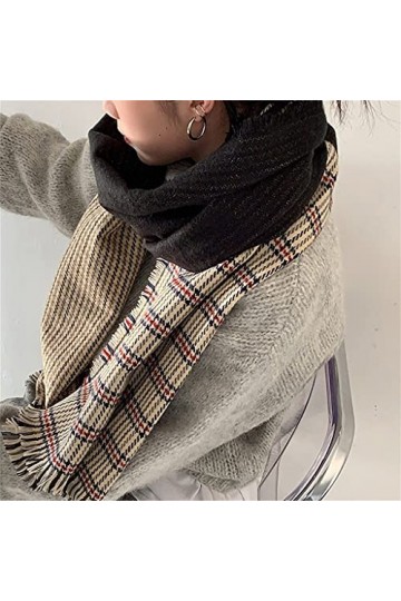 HLDETH Burr couture écharpes à carreaux hiver femme coréenne grande écharpe châle foulards doux et chauds Color : A, Size : 