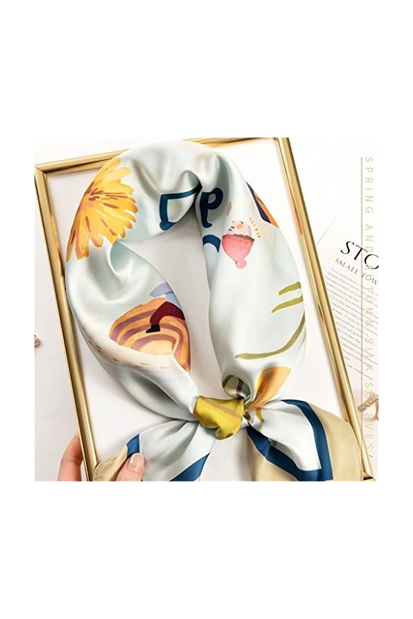 MGWYE Spring Automne Hiver Silk Echarpe Foulard Square Foulard for femmes Écharpe à colle Écharpe à cheveux Color : A, Size 