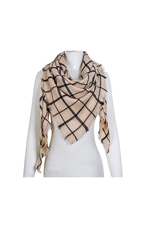 EKAYG Écharpe pour Dames 1 pièces Mode Chaud Triangle écharpe à Carreaux Automne et Hiver Dames écharpe Tout Match 125 * 125 