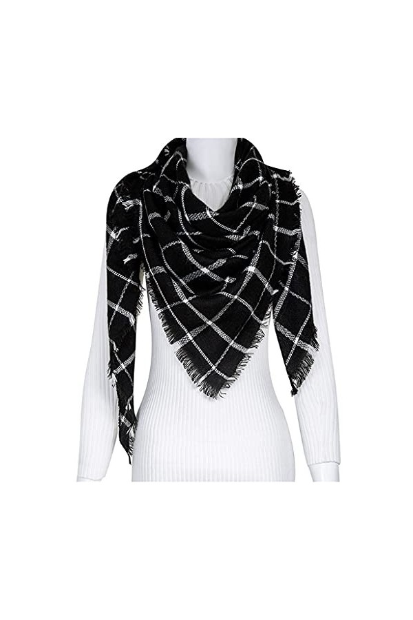 EKAYG Écharpe pour Dames 1 pièces Mode Chaud Triangle écharpe à Carreaux Automne et Hiver Dames écharpe Tout Match 125 * 125 