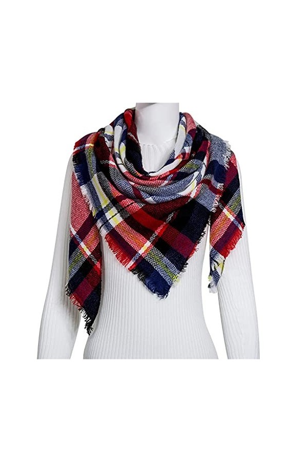 EKAYG Écharpe pour Dames 1 pièces Mode Chaud Triangle écharpe à Carreaux Automne et Hiver Dames écharpe Tout Match 125 * 125 