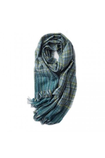 Foulard en Soie, Écharpe de Couverture Chaude à Carreaux pour Lhiver Longue à la Mode Chaude Grand Tartan en Laine Châle pou