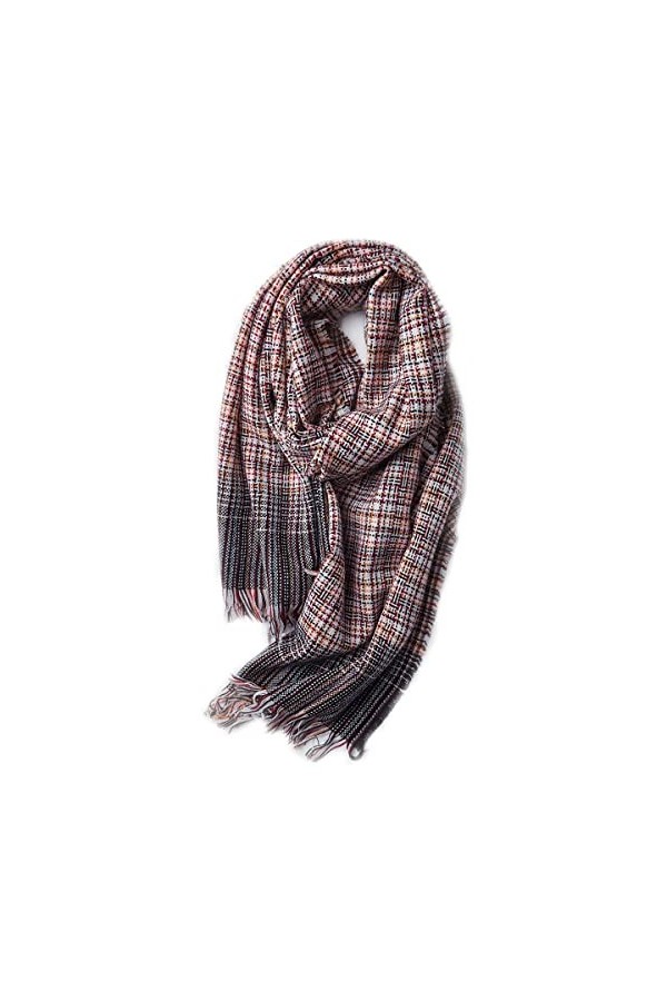 Foulard en Soie, Écharpe de Couverture Chaude à Carreaux pour Lhiver Longue à la Mode Chaude Grand Tartan en Laine Châle pou