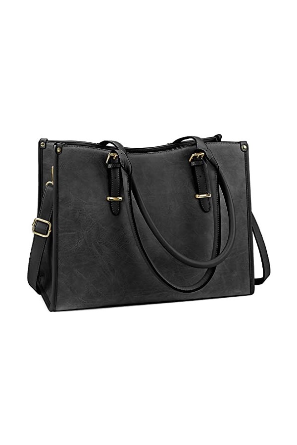 NUBILY Sac Cabas Femmes Sac a Main PU Cuir Sac de Cours Grand Sac Ordinateur Portable 15.6 Pouces pour Les Cours Sac Epaule S