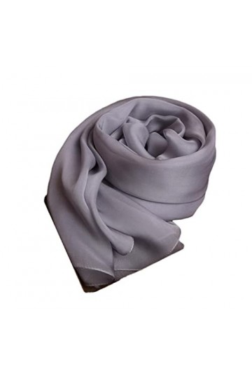 YIOLEAMP Écharpe en soie véritable gris, écharpe en soie longue et douce de grande taille pour femme, foulards printemps-été 