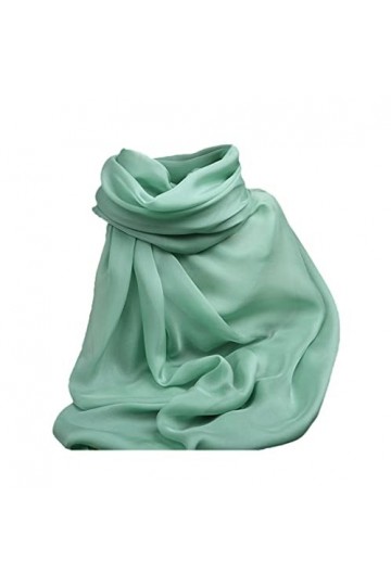 YIOLEAMP Écharpe 100% soie printemps été femme, châle carré long couleur unie vert doux
