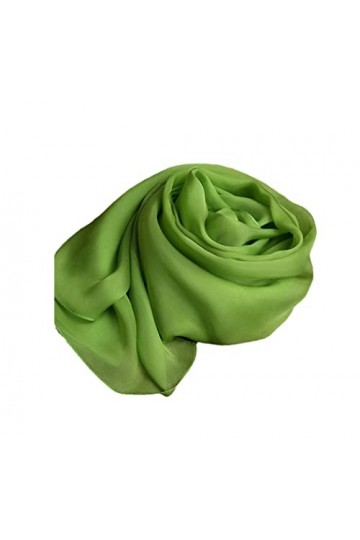YIOLEAMP Écharpe en soie naturelle, vert doux femme couleur unie 100% foulard en soie, printemps automne hiver été long châle