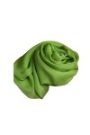 YIOLEAMP Écharpe en soie naturelle, vert doux femme couleur unie 100% foulard en soie, printemps automne hiver été long châle
