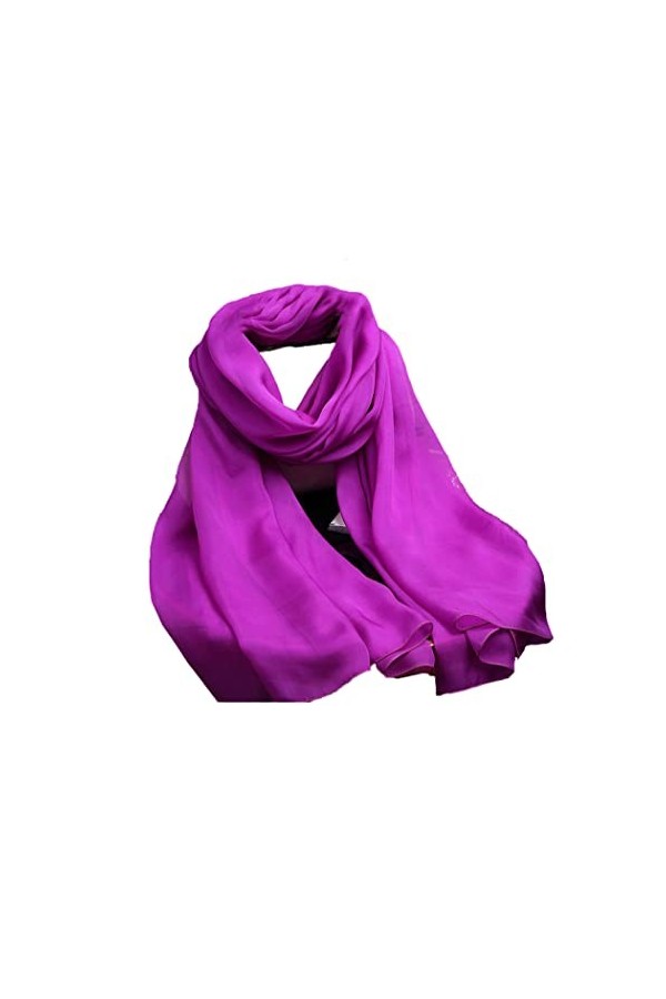 YIOLEAMP Écharpe 100% pure soie pour femmes, foulards en soie naturelle violette, longs enveloppements en soie véritable, châ