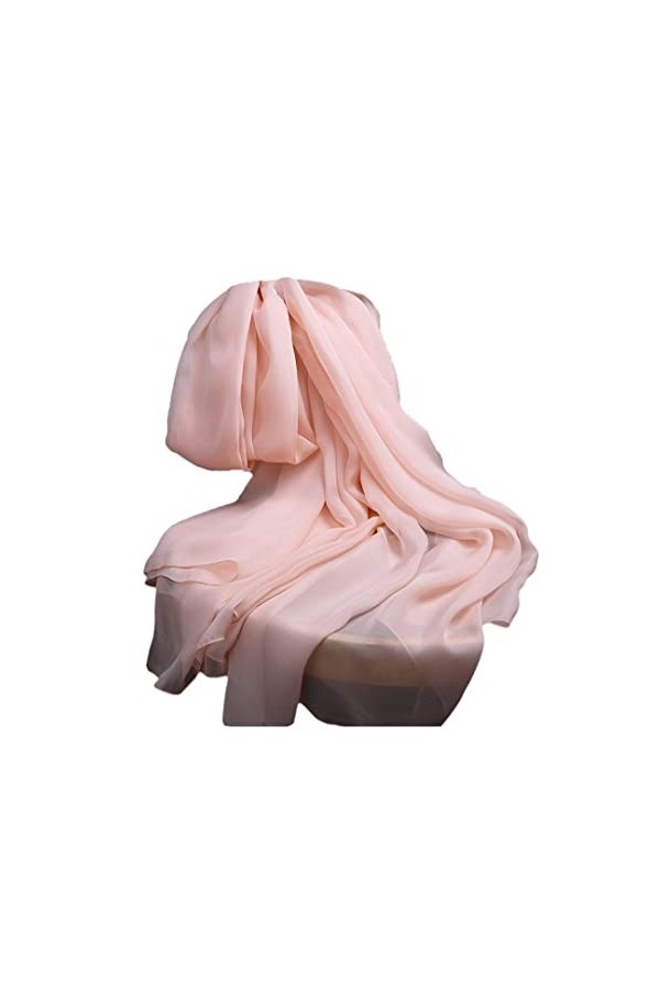 YIOLEAMP Foulard en soie rose, foulard 100% soie de couleur unie douce pour femmes, long châle printemps automne