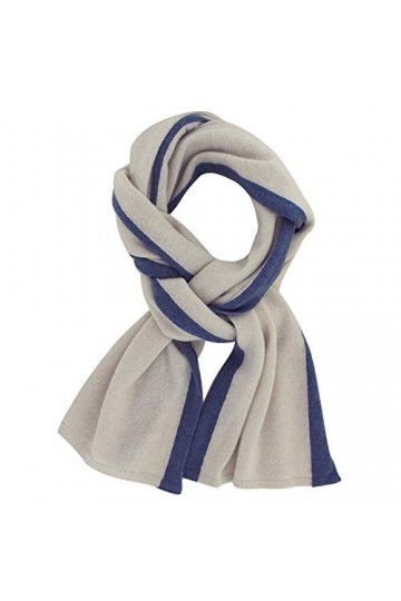 LES POULETTES - Echarpe 100% Cachemire Récré Bicolore 2 Fils 30cm x 170cm - Bleu