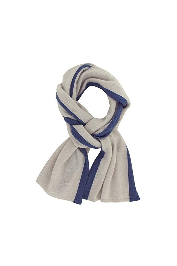 LES POULETTES - Echarpe 100% Cachemire Récré Bicolore 2 Fils 30cm x 170cm - Bleu