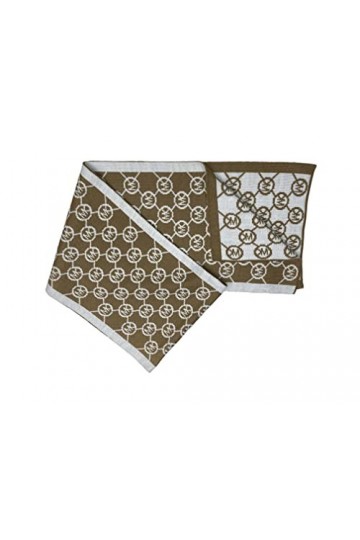 Michael Kors Jet Set Logo Print Reversible Muffler Scarf Black/White Beige 537989C-252 /White, One Size 