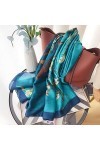 VducK Foulard en soie quatre saisons for femmes, écharpe en gaze imprimée assortie avec tout, châle bleu, écharpe longue à do