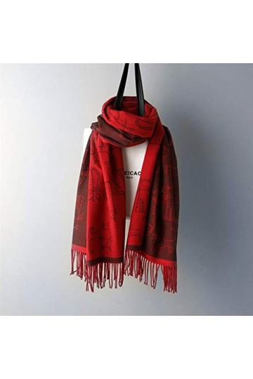 PUROXX Nouvelle écharpe pour femme écharpe dhiver chaude avec pompon châle dessin animé mignon écharpe en cachemire double f