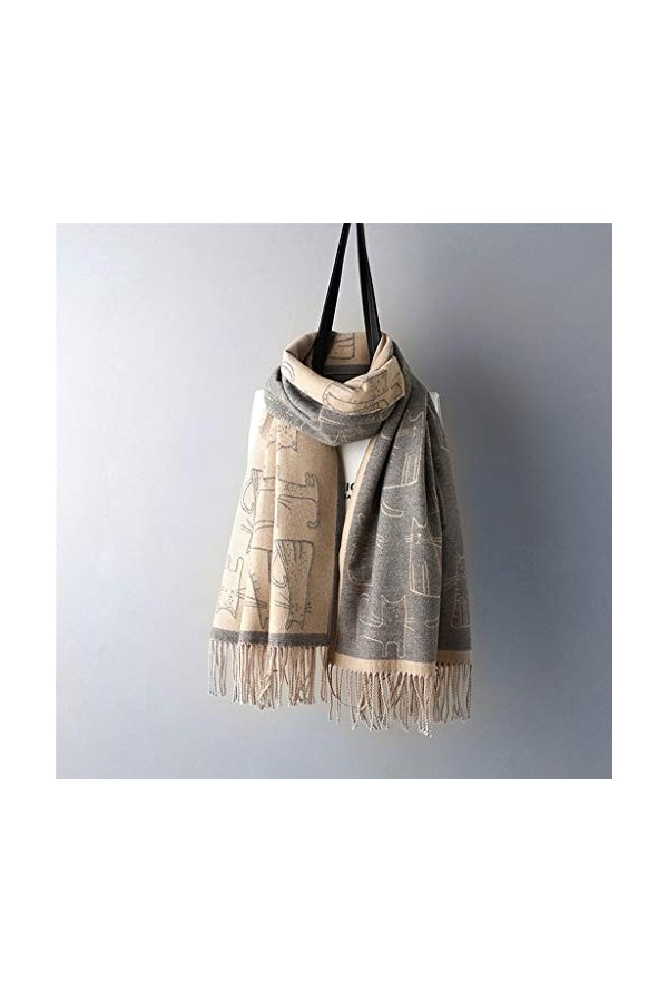 PUROXX Nouvelle écharpe pour femme écharpe dhiver chaude avec pompon châle dessin animé mignon écharpe en cachemire double f