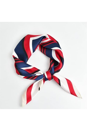 Écharpe pour Femme, écharpe pour Dames Printemps et Automne Rouge rayé Affaires Petit Foulard carré Dames écharpe en Soie éch